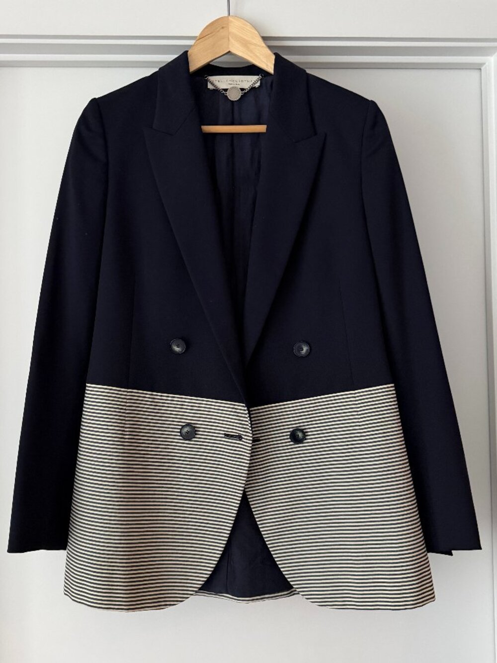 Stella McCartney Navy & Seersucker Blazer - Size 40 / Small